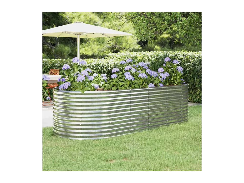 Jardinera arriate acero recubrimiento polvo plata 249x100x68 cm ES17051