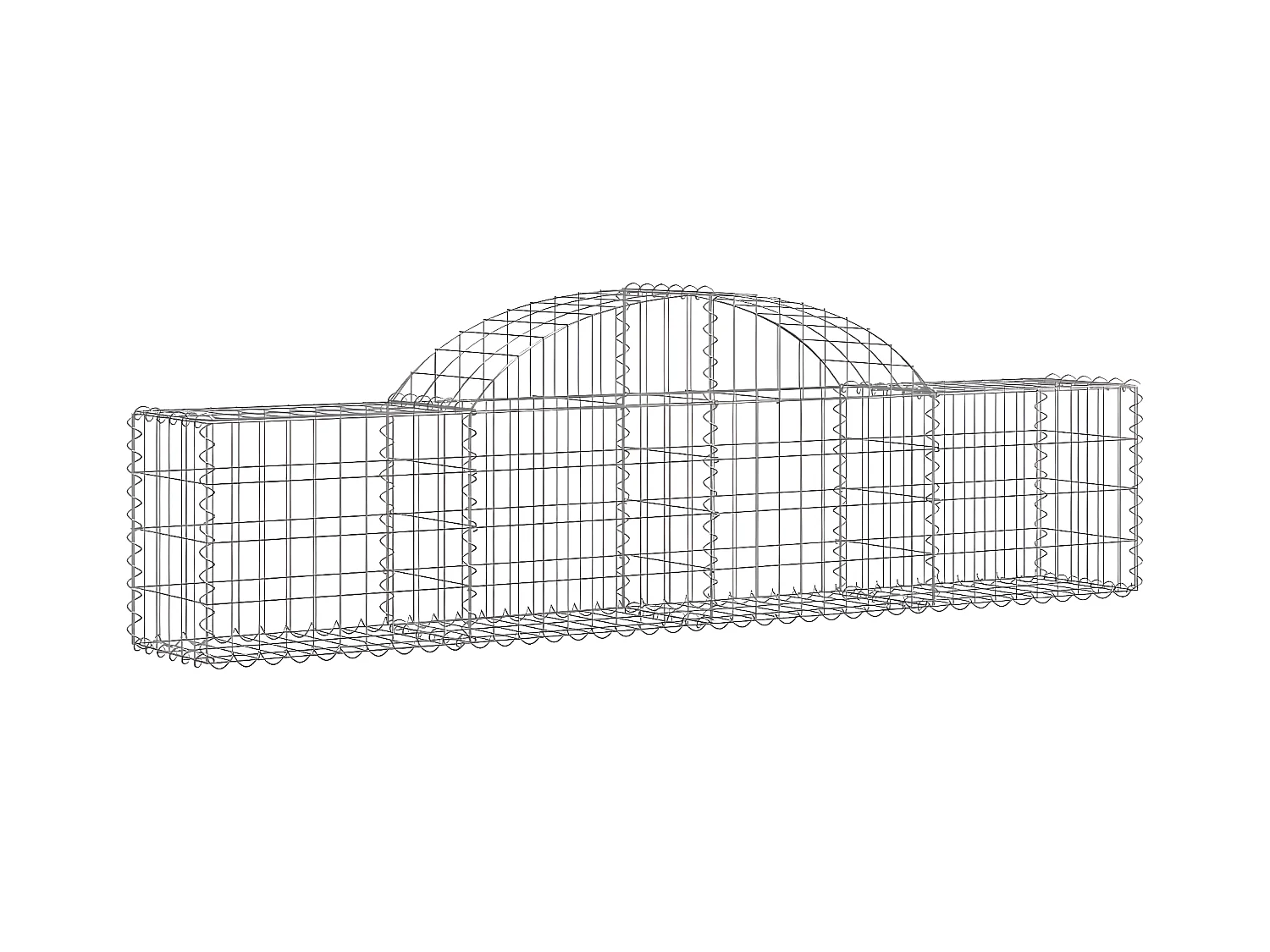 Paniers à gabions arqués 3 pcs 200x30x40/60 cm Fer galvanisé WVGQ6282