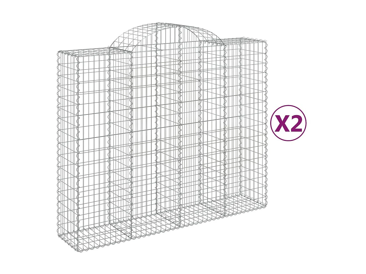 Cestas de gaviones 2 uds forma de arco hierro 200x50x160/180 cm ES26634