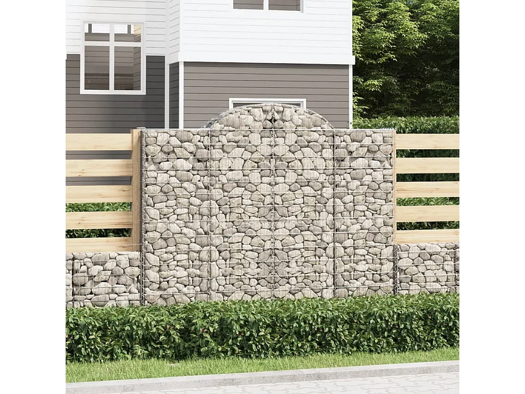 Paniers à gabions arqués 2 pcs 200x50x160/180 cm Fer galvanisé WVGQ1446