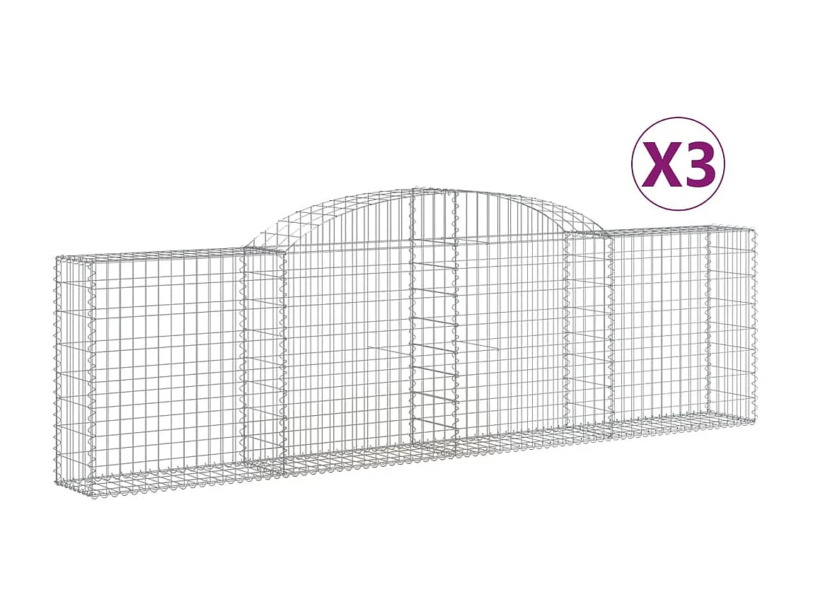 Paniers à gabions arqués 3 pcs 300x30x80/100 cm fer galvanisé WVGQ9309