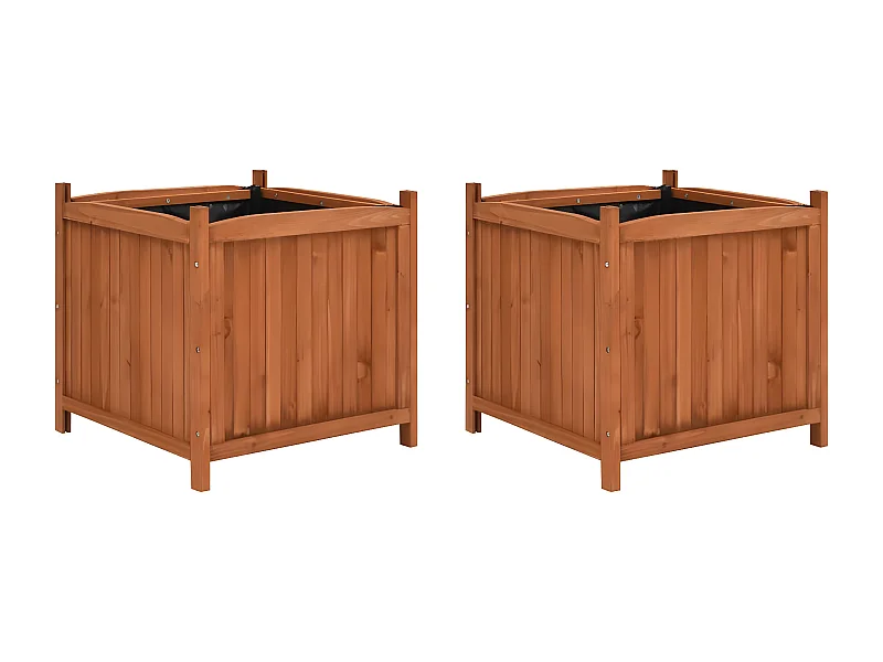 Jardinières surélevées 2 pcs 50x50x50 cm Bois de sapin BE3405