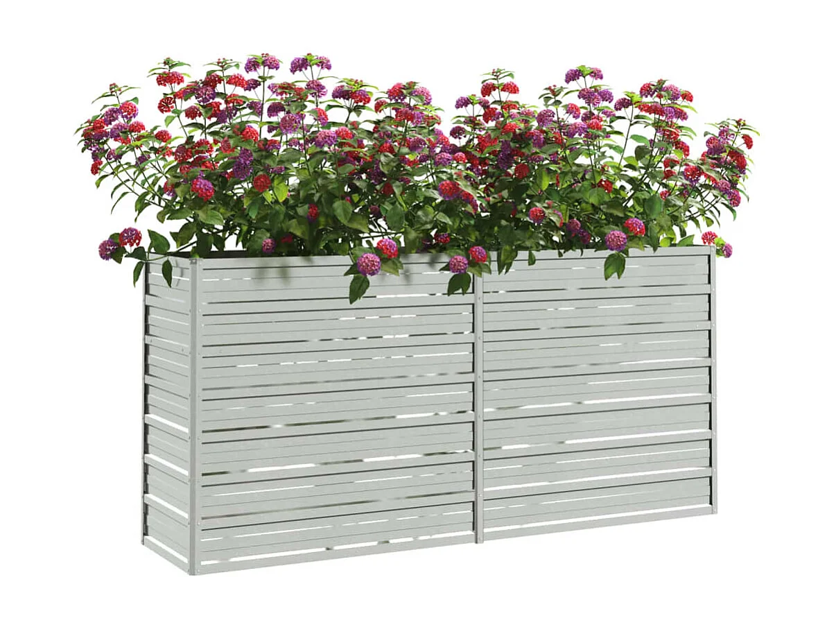 Jardinera de acero galvanizado plateado 160x40x77 cm ES60806