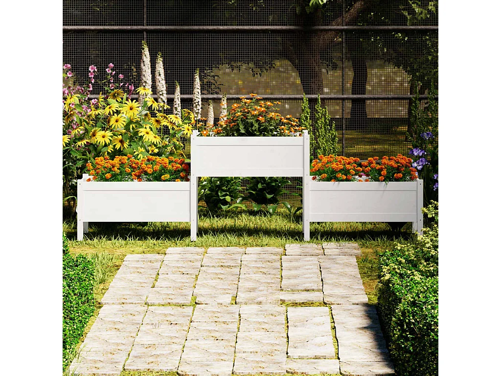 Plantenbak 245,5x44x75 cm massief grenenhout wit NL911878