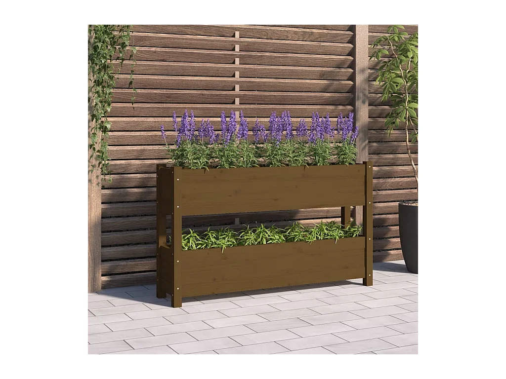 Jardinière Marron miel 112x25x66 cm Bois massif de pin BE2784