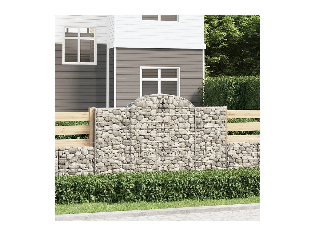 Paniers à gabions arqués 2 pcs 200x50x120/140 cm Fer galvanisé WVGQ4545