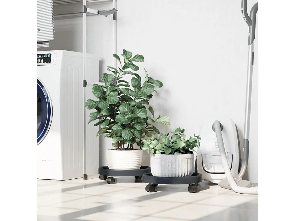 Chariots à plantes avec roues 2 pcs gris diamètre 34 cm 35 kg BE1942