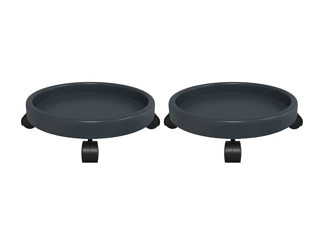 Chariots à plantes avec roues 2 pcs gris diamètre 34 cm 35 kg BE1942