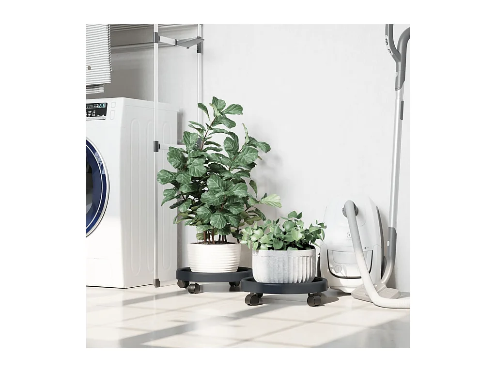 Chariots à plantes avec roues 2 pcs gris diamètre 34 cm 35 kg BE1942