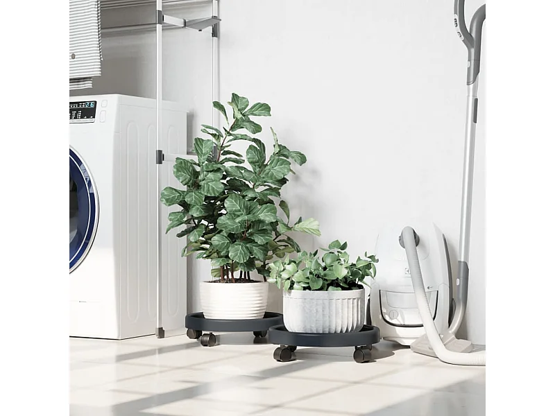 Carrinhos de plantas c/ rodas 2 pcs diâmetro 34 cm 35 kg cinza PT506335