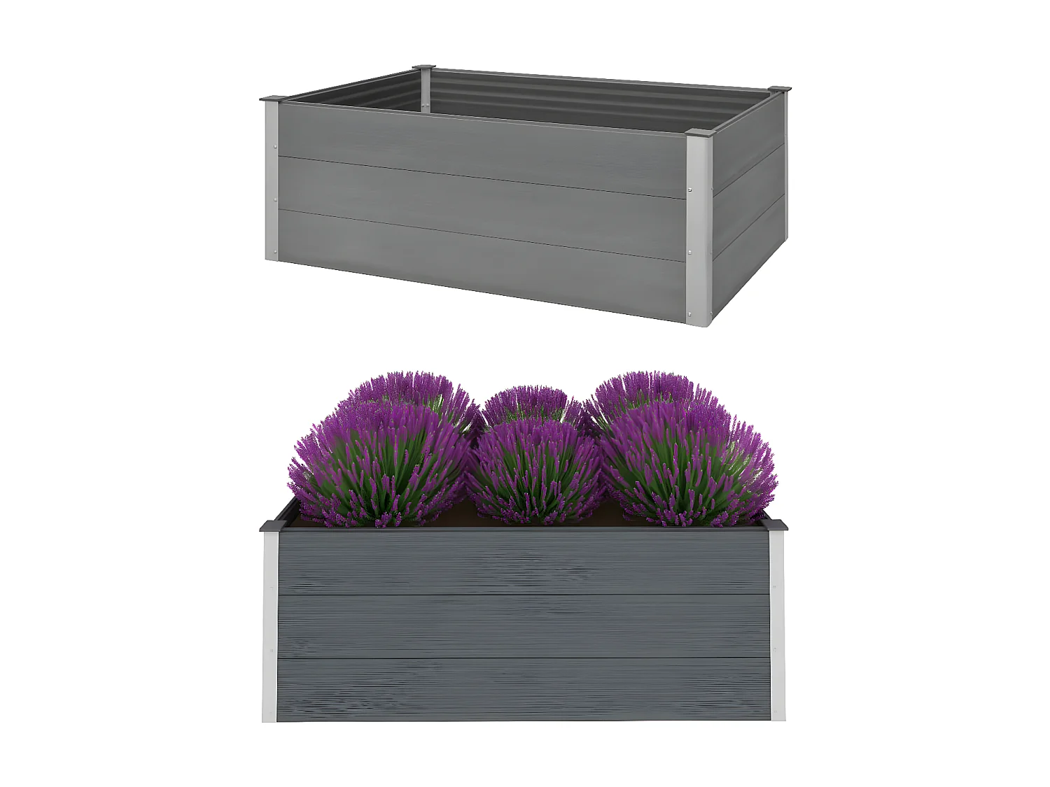 Jardinera de WPC gris 150x100x54 cm ES14751