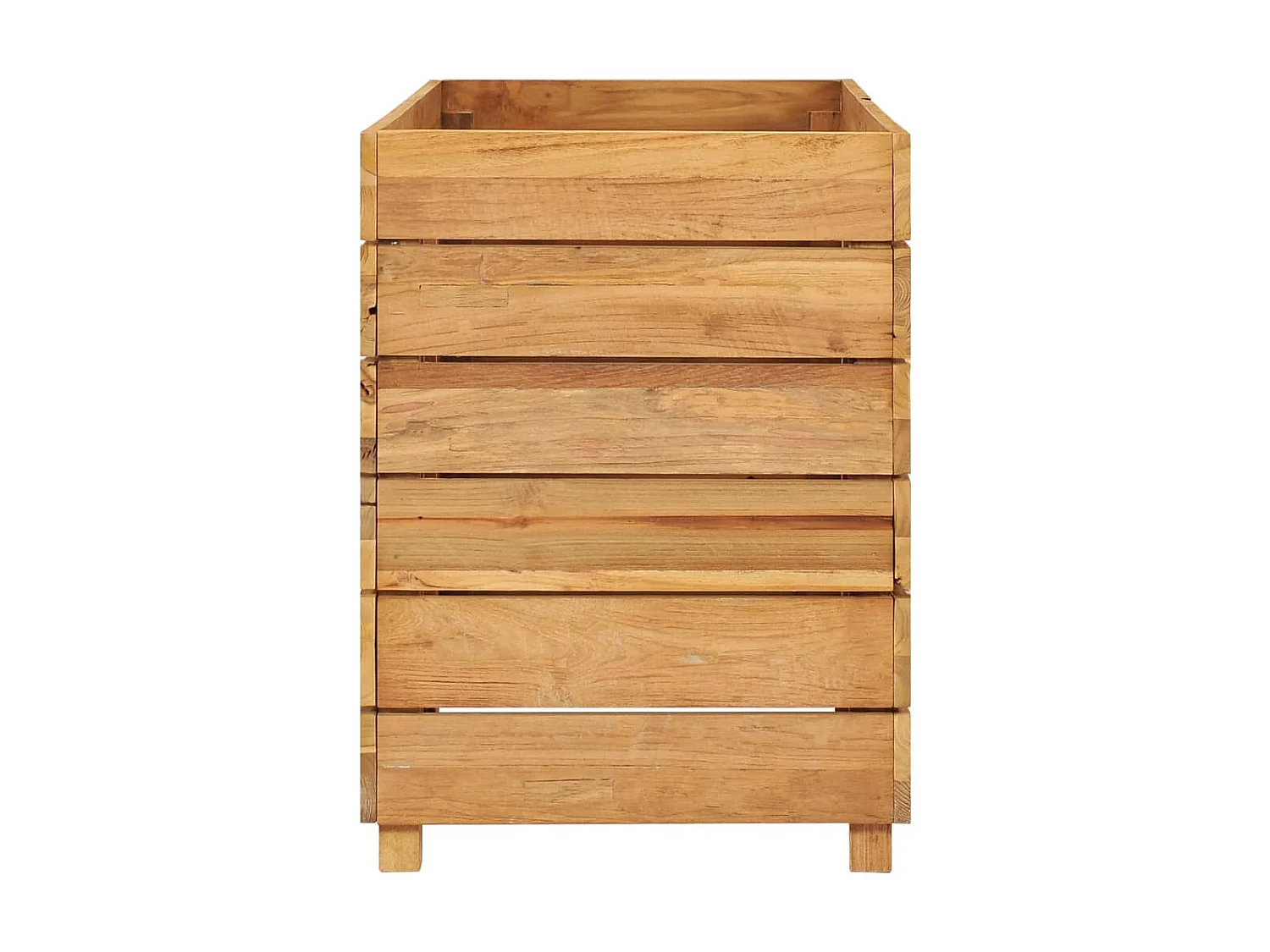 Jardinera elevado madera de teca reciclada y acero 100x40x55 cm ES61583