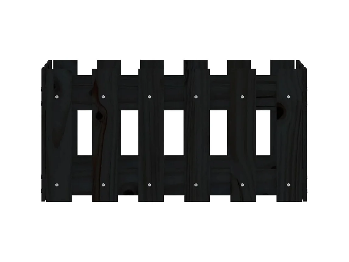 Jardinière avec design de clôture noir 60x30x30 cm pin massif BE2622