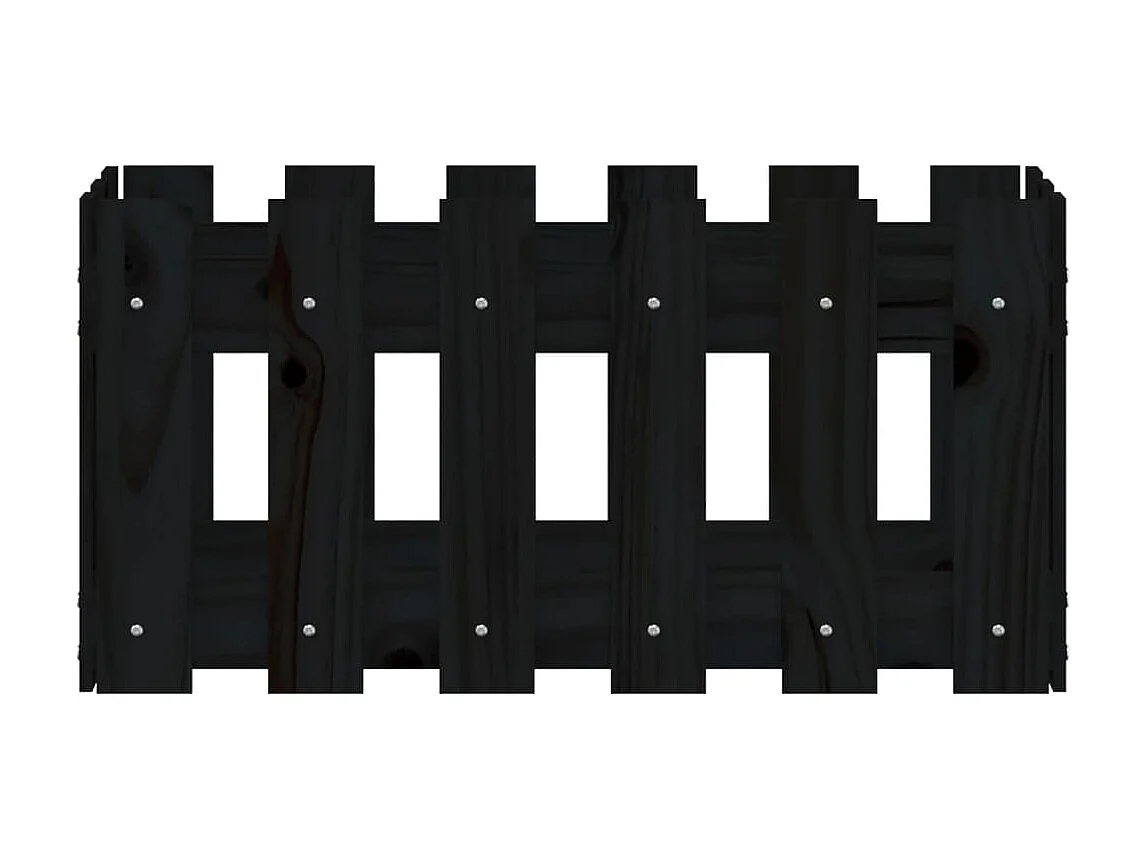 Jardinière avec design de clôture noir 60x30x30 cm pin massif BE2622