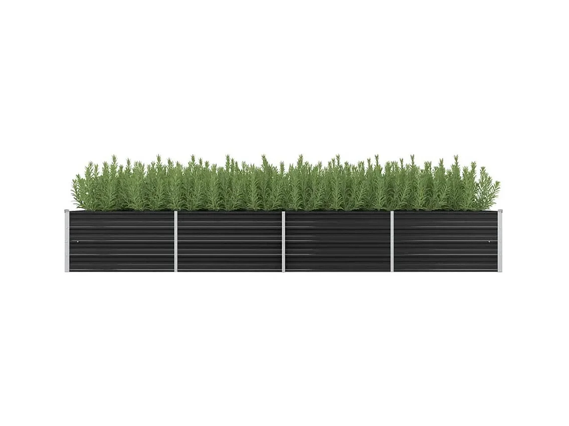 Jardinera de acero galvanizado gris antracita 320x80x45 cm ES37167