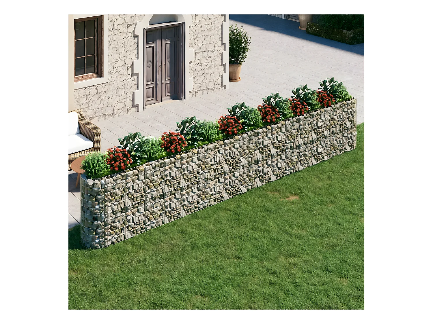 Arriate de gaviones de hierro galvanizado 610x50x100 cm ES65250