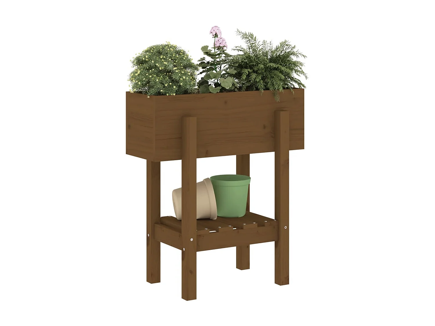 Jardinière marron miel 62x30x69 cm bois massif de pin  BE1525