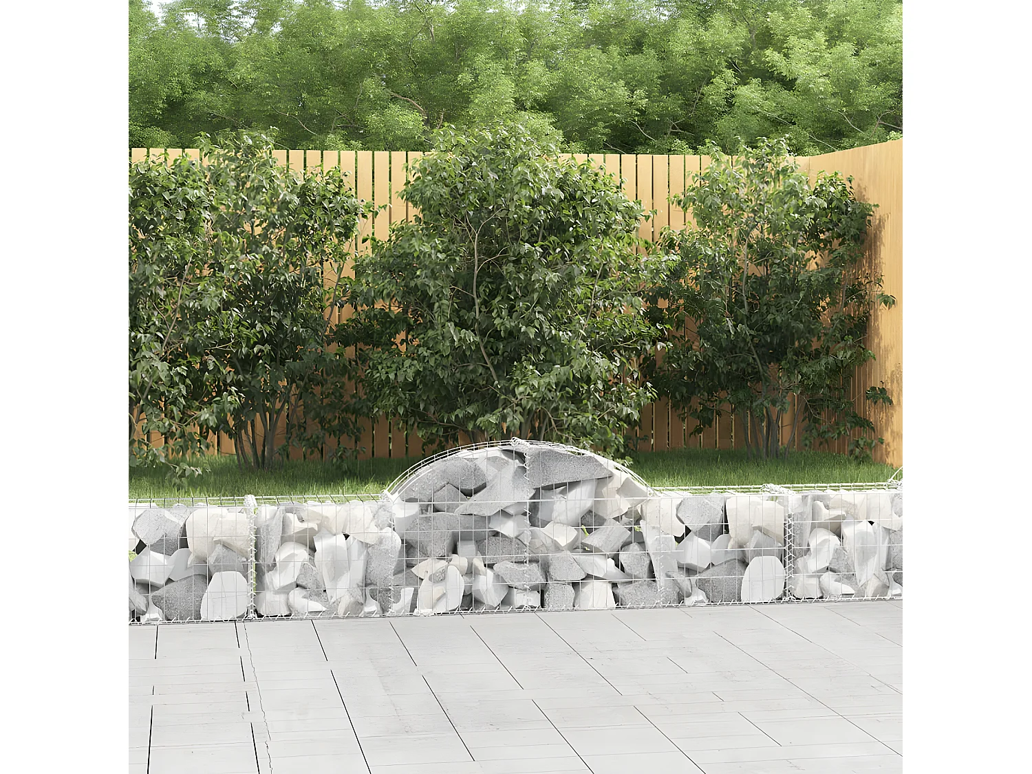 Paniers à gabions arqués 2 pcs 200x30x40/60 cm Fer galvanisé WVGQ6965