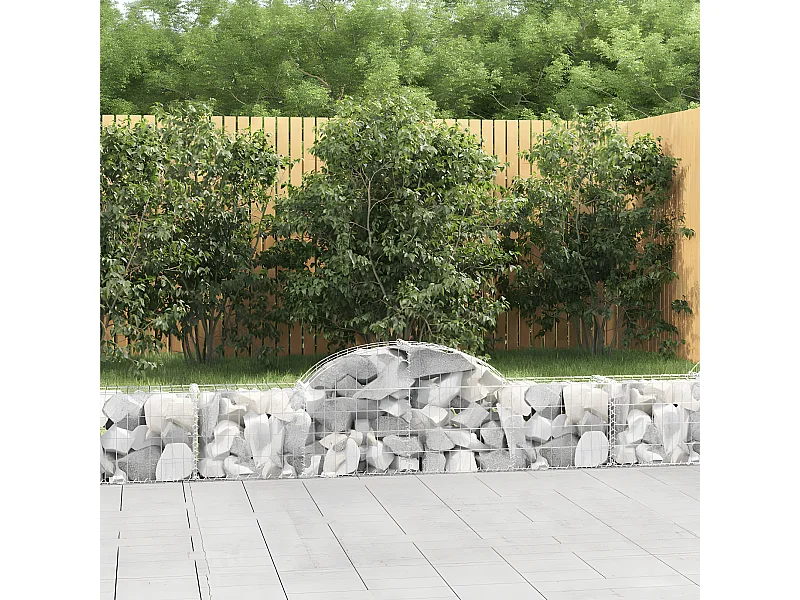Paniers à gabions arqués 2 pcs 200x30x40/60 cm Fer galvanisé WVGQ6965