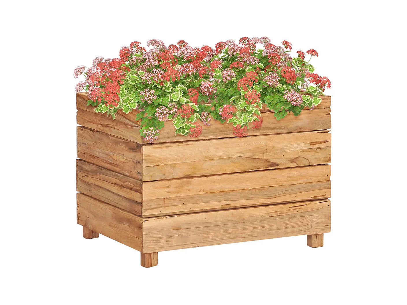 Jardinera elevado madera de teca reciclada y acero 50x40x38 cm ES35217
