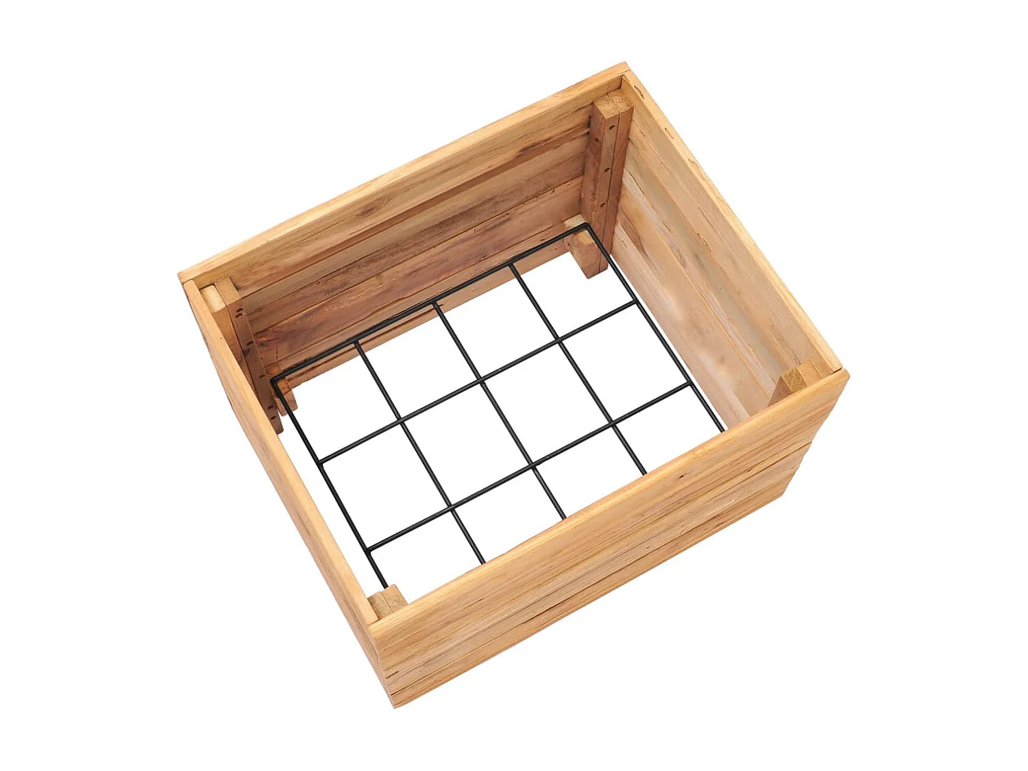 Jardinera elevado madera de teca reciclada y acero 50x40x38 cm ES35217