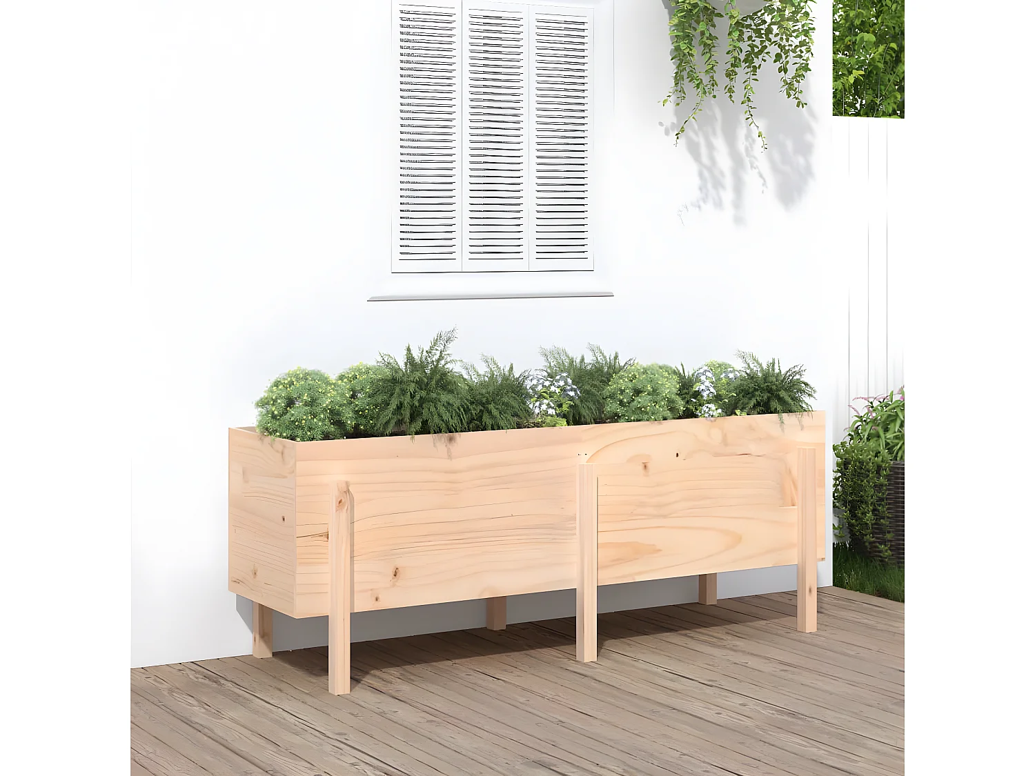 Jardinera elevado de jardín madera maciza de pino 160x50x57 cm ES83513