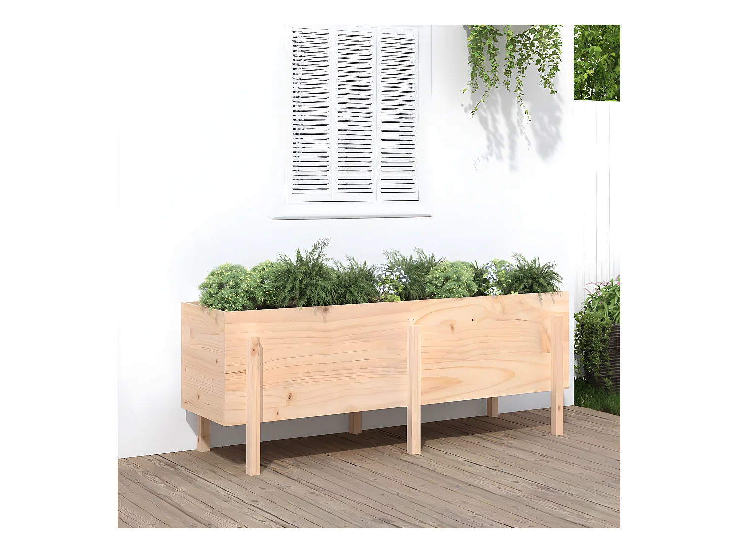 Jardinera elevado de jardín madera maciza de pino 160x50x57 cm ES83513
