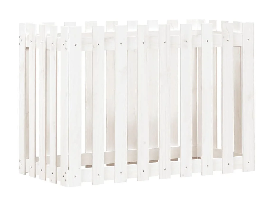 Jardinera elevado jardín con valla madera pino blanco 100x50x70cm ES62108