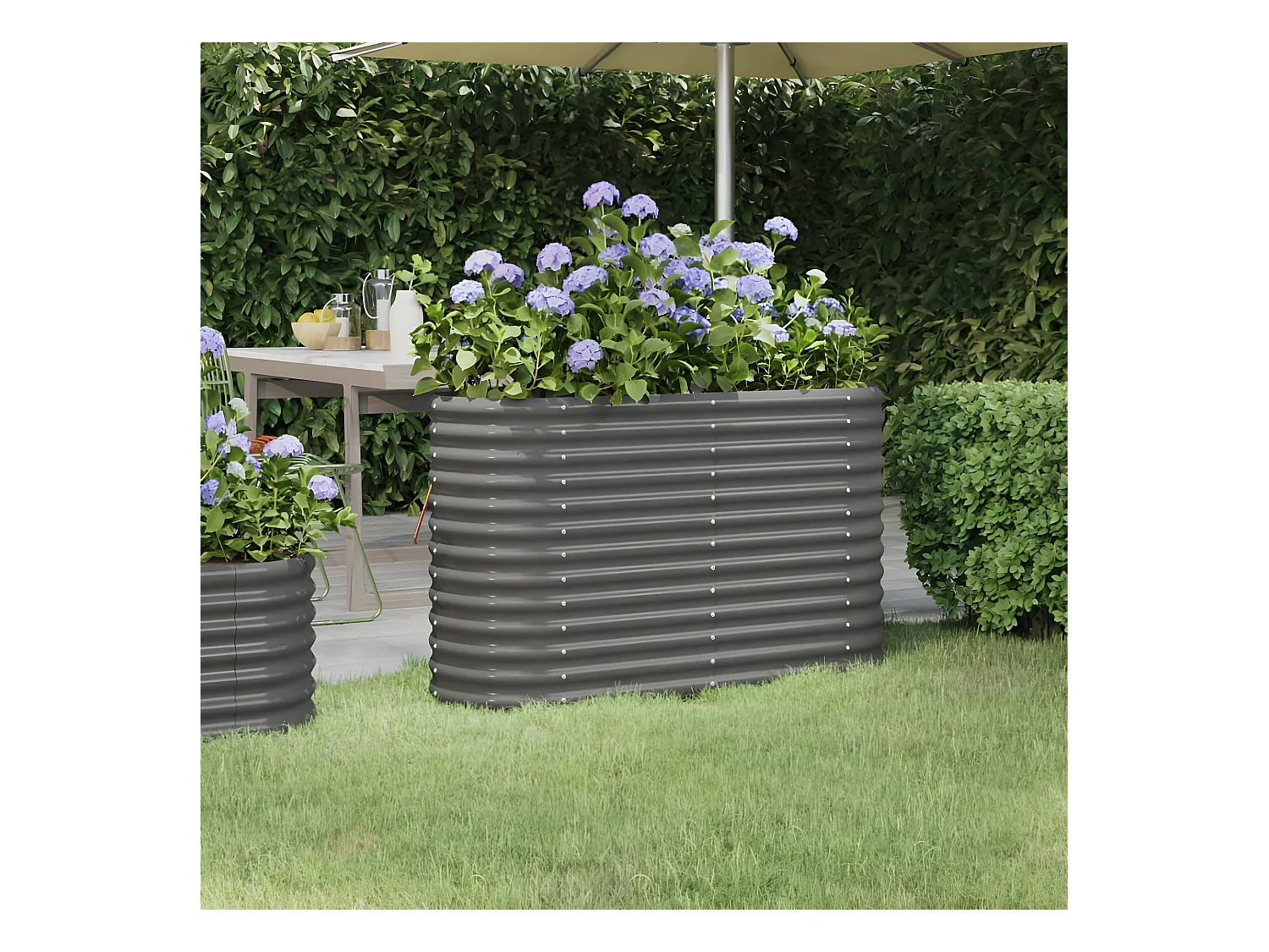 Jardinera arriate acero recubrimiento polvo gris 114x40x68 cm ES84917