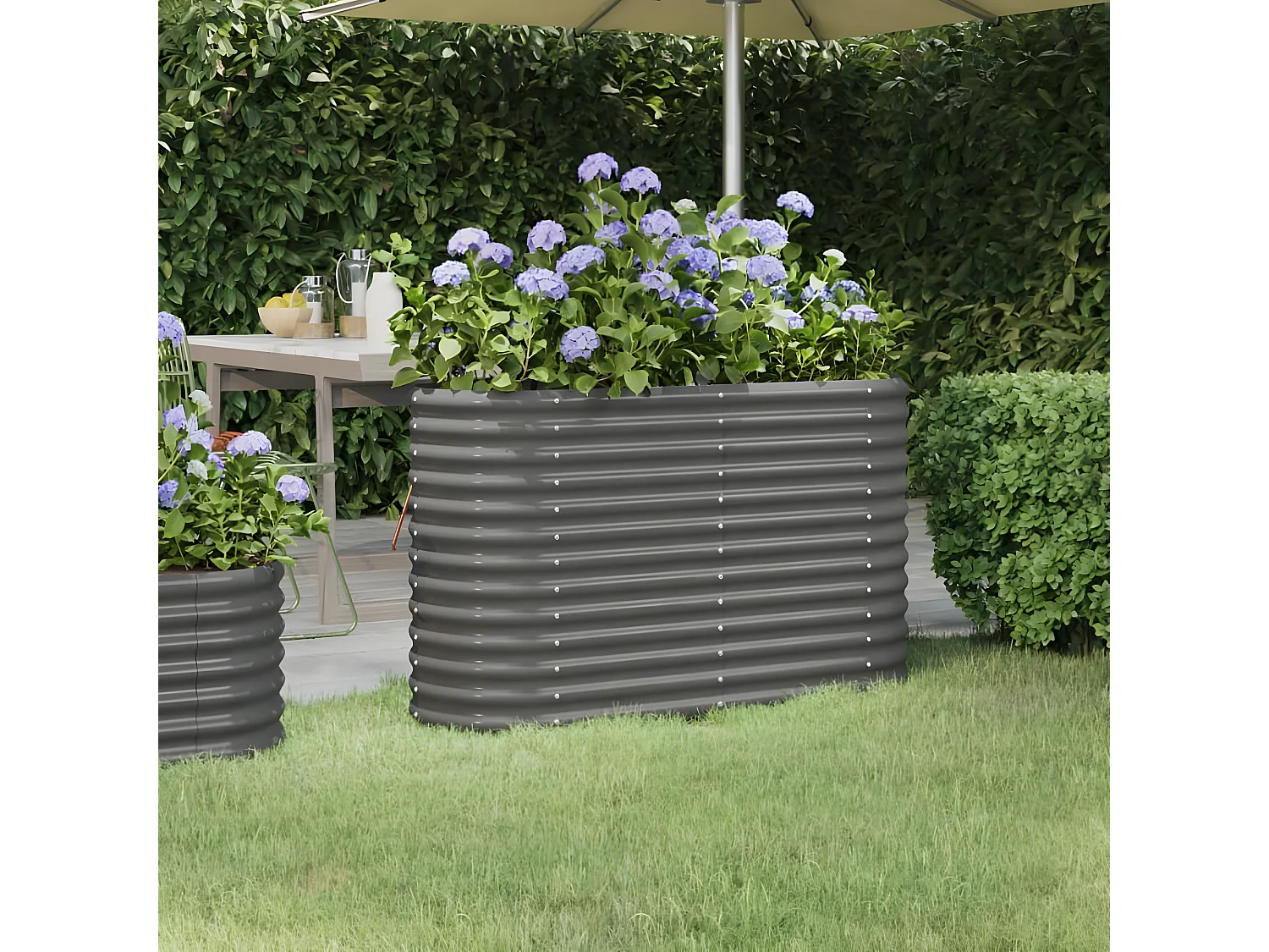 Jardinera arriate acero recubrimiento polvo gris 114x40x68 cm ES84917