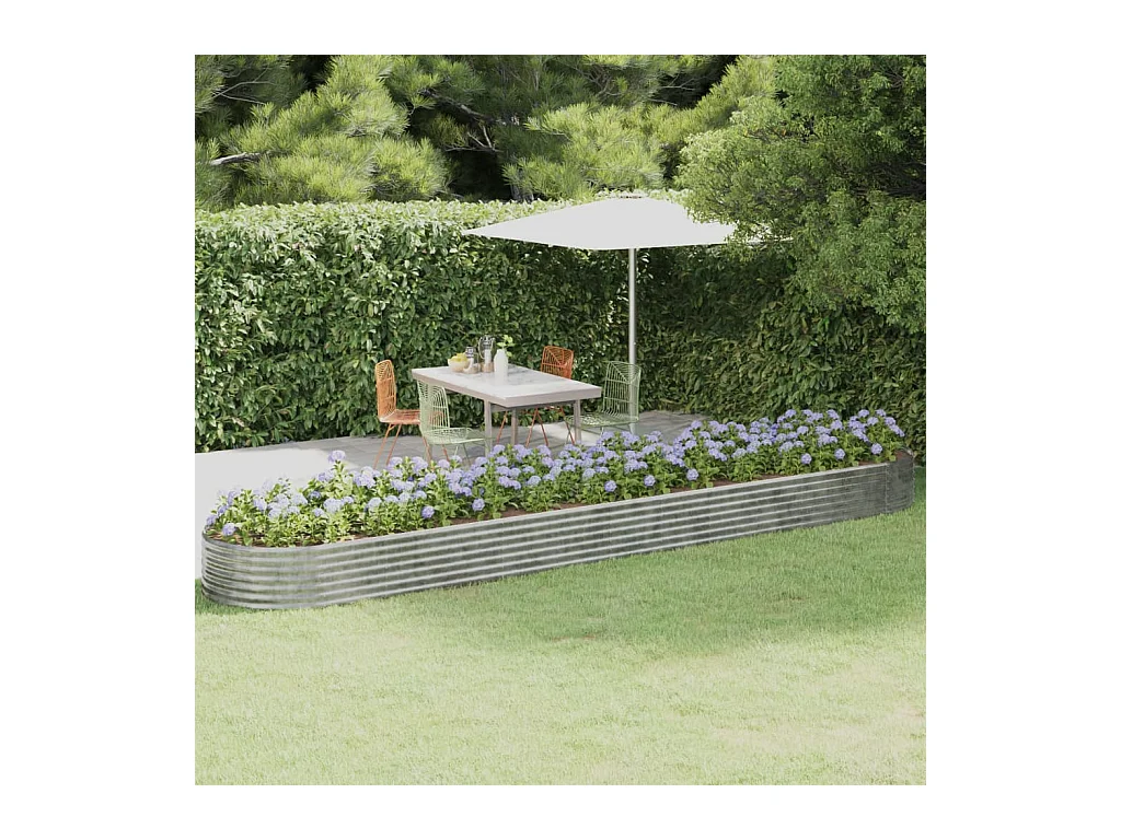 Jardinera arriate acero recubrimiento polvo plata 507x100x36 cm ES29000