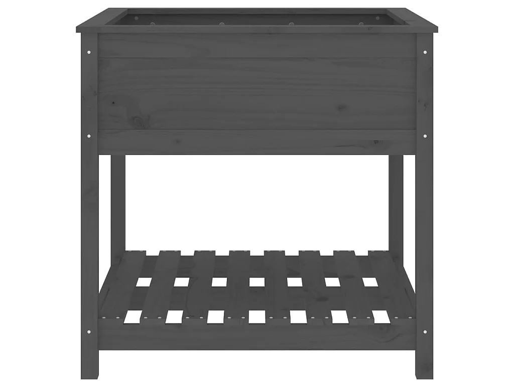 Jardinière avec étagère Gris 82,5x82,5x81 cm Bois massif de pin BE2658