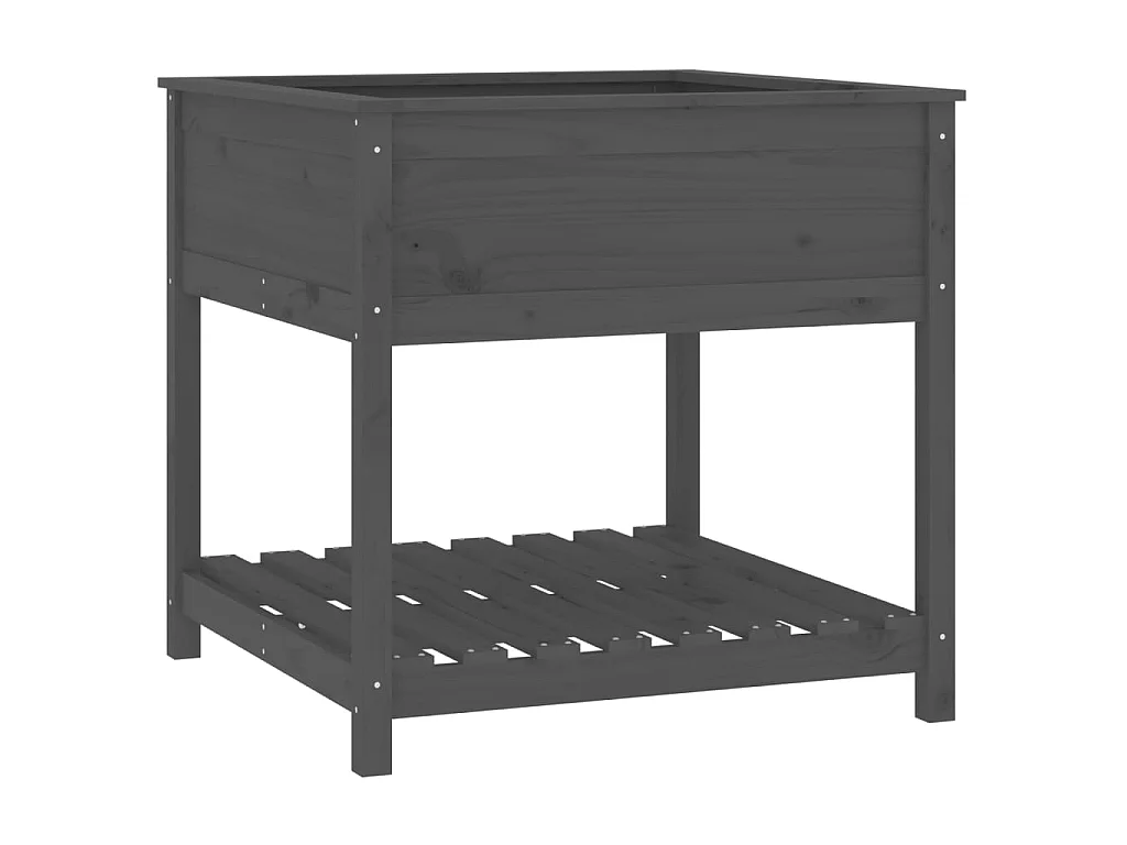 Jardinera con estante madera maciza pino gris 82,5x82,5x81 cm ES51119