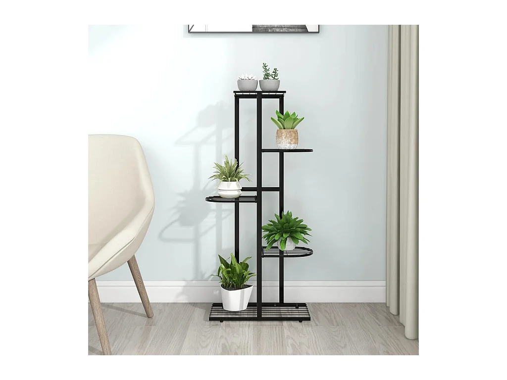 Jardinière Support pour plantes 5 niveaux 43x22x98 cm Noir Métal BE1252