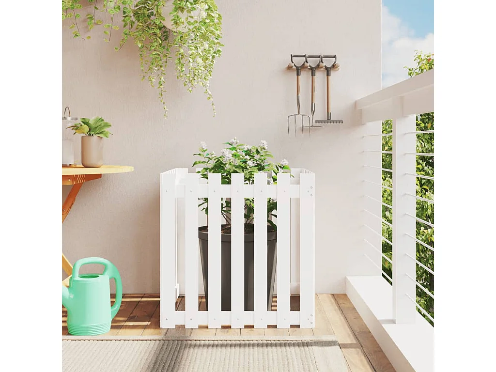 Vaso de jardim c/ design cerca 70x70x70 cm pinho maciço branco PT671528