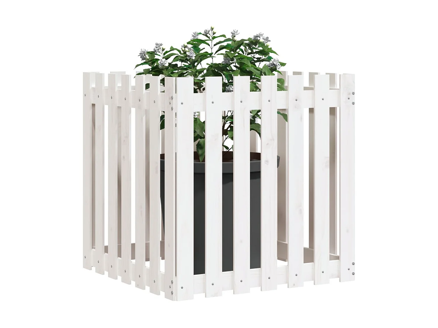 Vaso de jardim c/ design cerca 70x70x70 cm pinho maciço branco PT671528