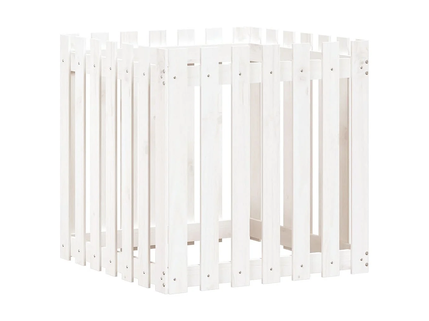 Jardinière avec design de clôture blanc 70x70x70 cm pin massif BE9211