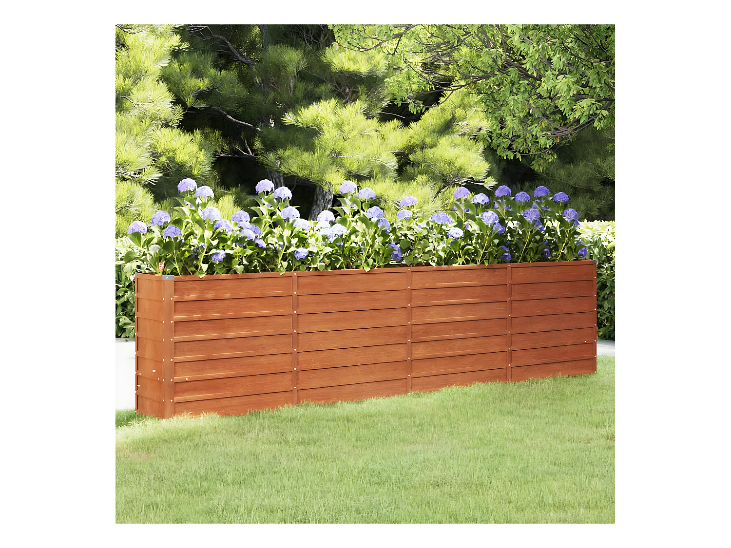 Jardinera oxidado de acero corten 320x40x45 cm ES56492