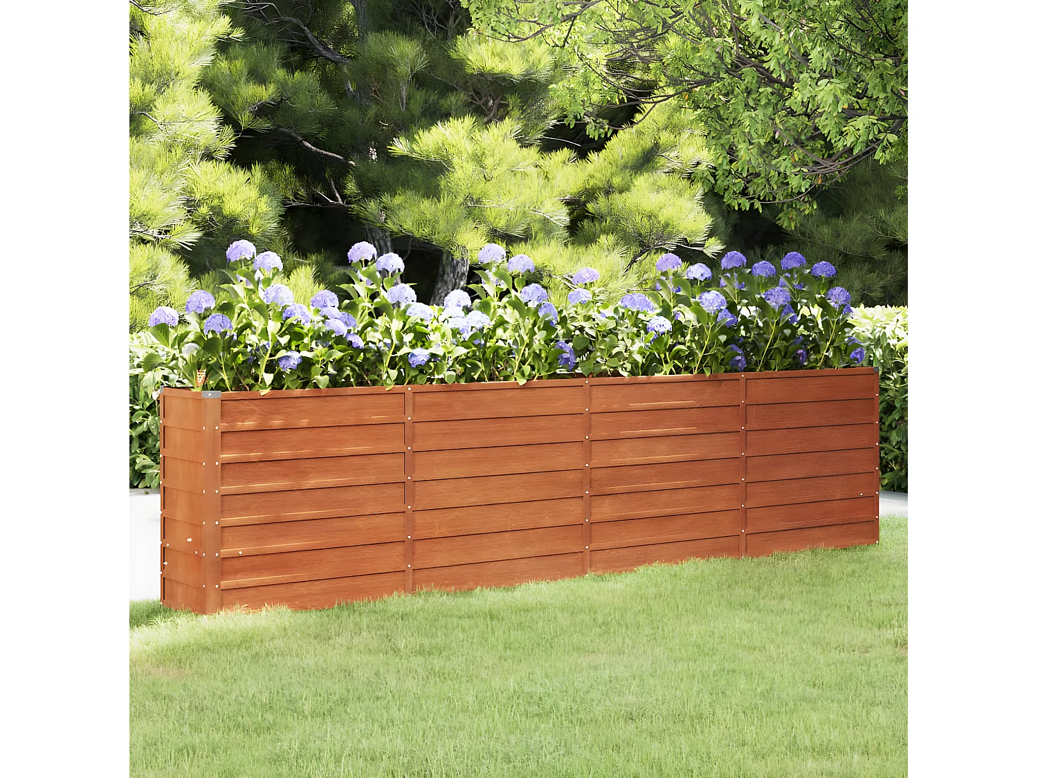 Jardinera oxidado de acero corten 320x40x45 cm ES56492