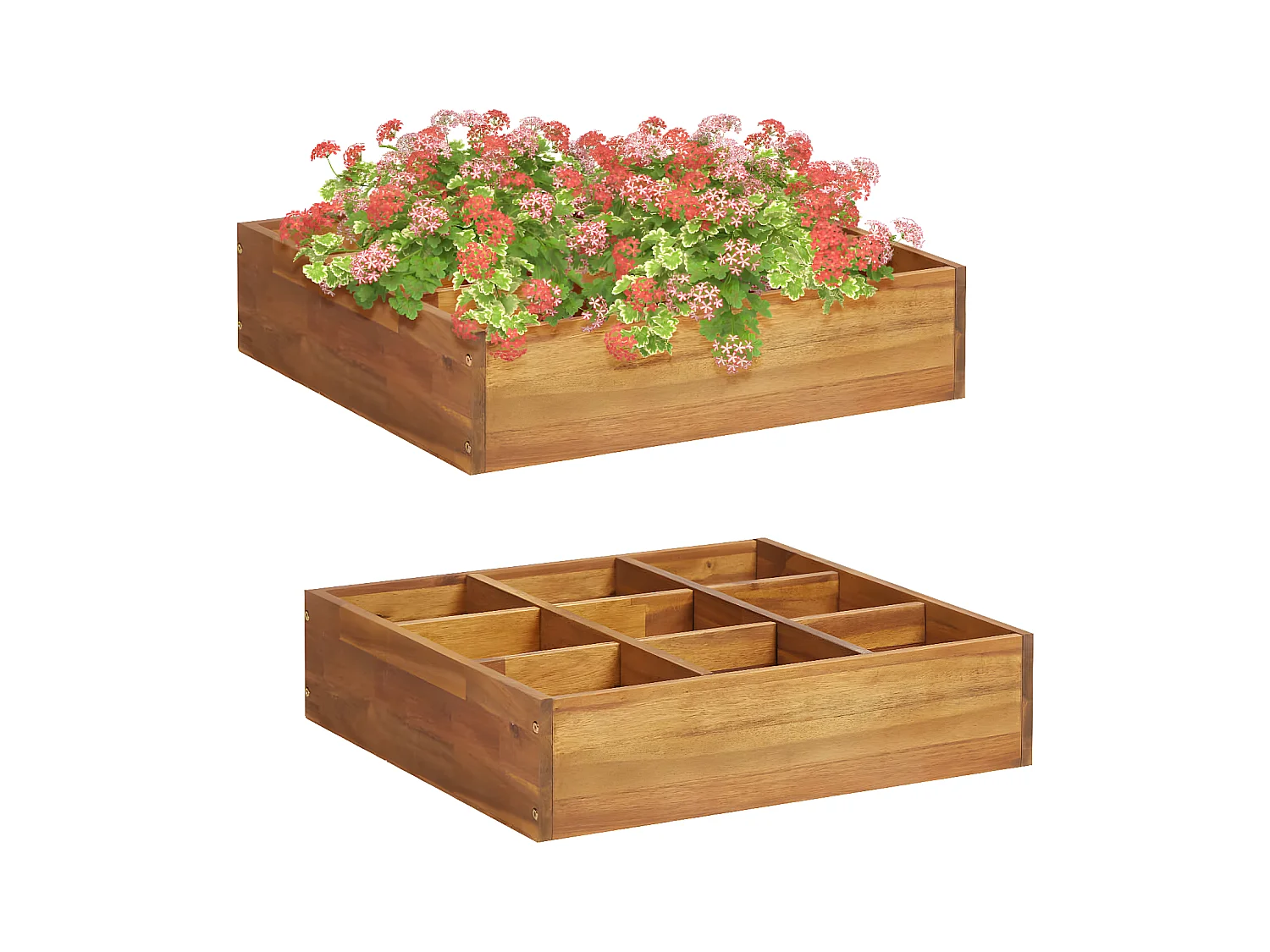 Jardinera de especias madera maciza de acacia 60x60x15 cm ES66481