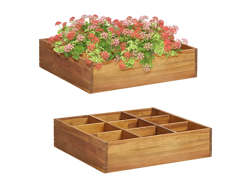 Jardinera de especias madera maciza de acacia 60x60x15 cm ES66481