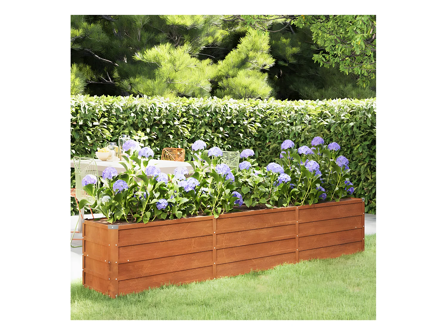 Jardinera oxidado de acero corten 240x40x45 cm ES85903
