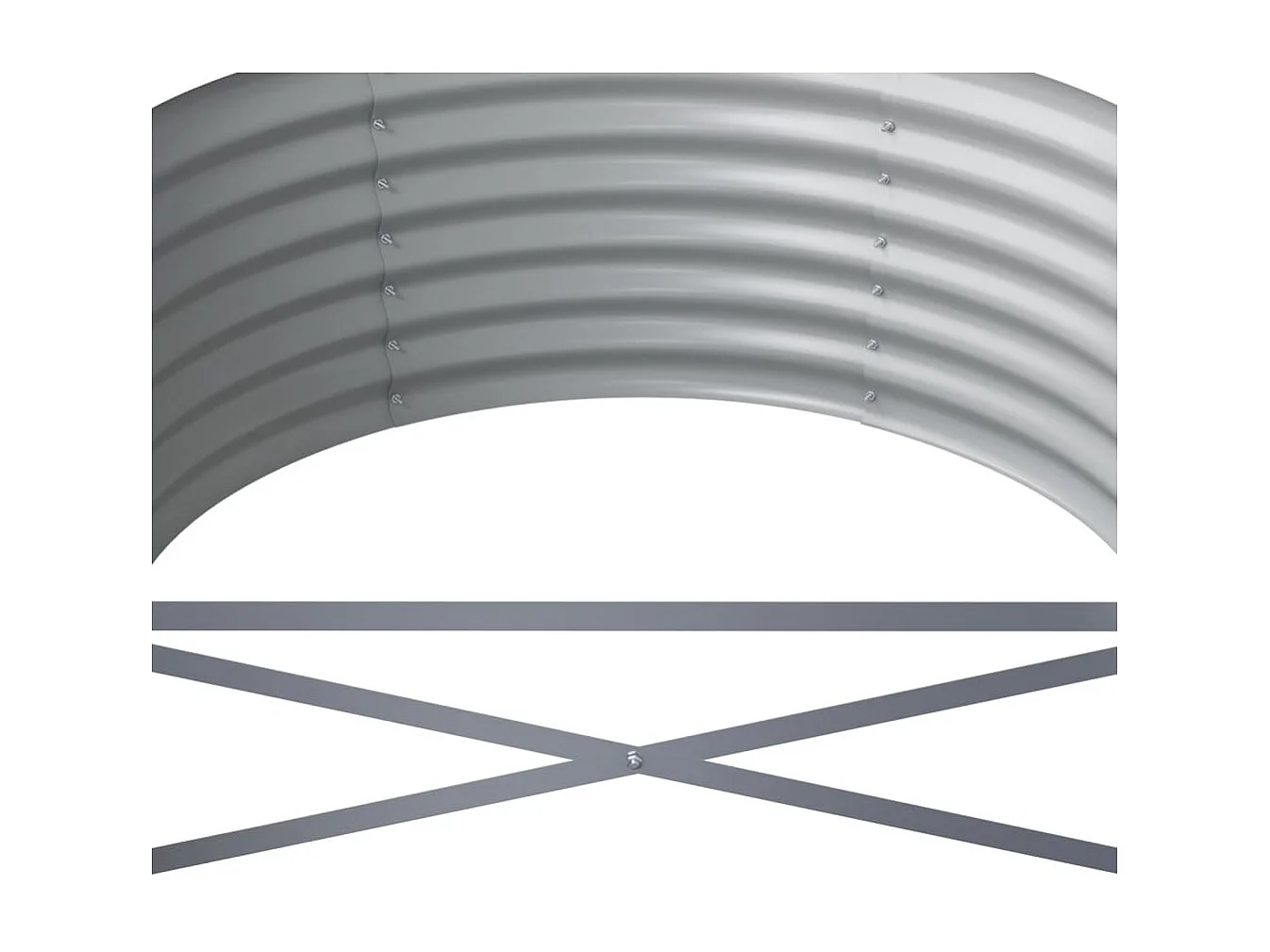 Plantenbak 224x80x36 cm gepoedercoat staal zilverkleurig
