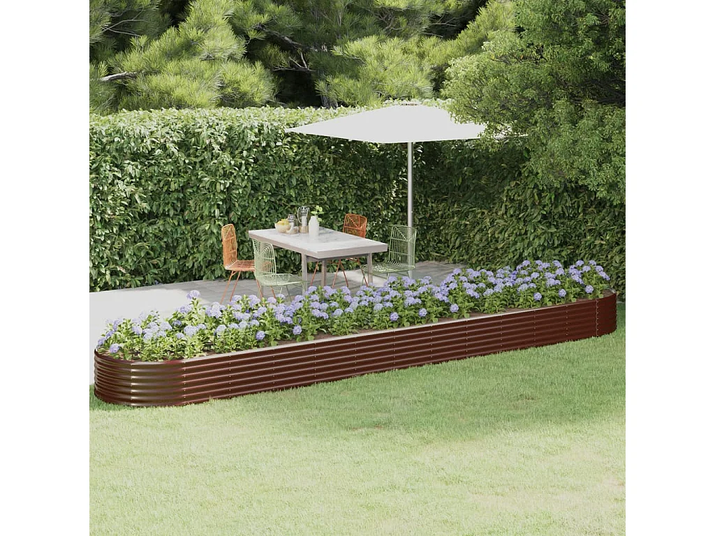 Jardinera arriate acero recubrimiento polvo marrón 507x100x36cm ES96941