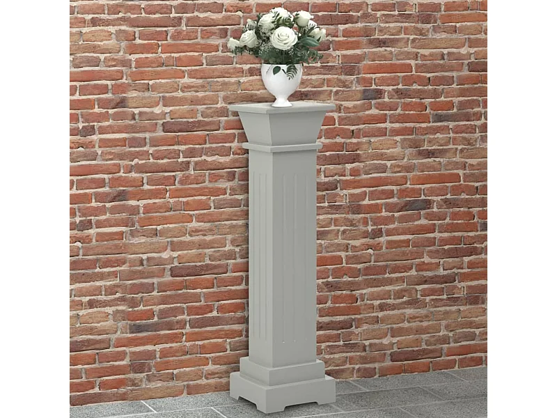 Soporte plantas pilar cuadrado clásico gris 17x17x66 cm MDF ES76927