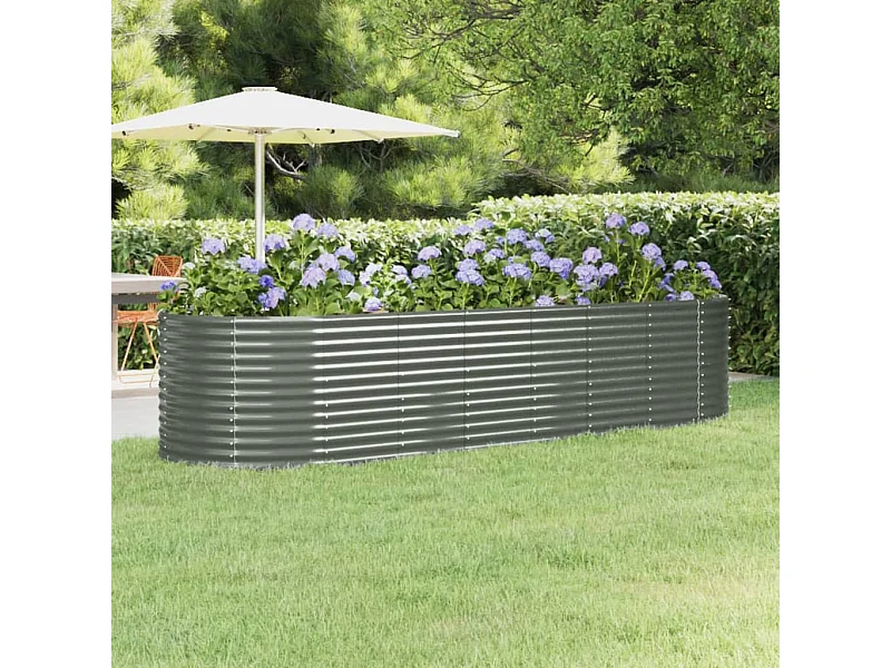 Jardinera arriate acero recubrimiento polvo gris 322x100x68 cm ES29906