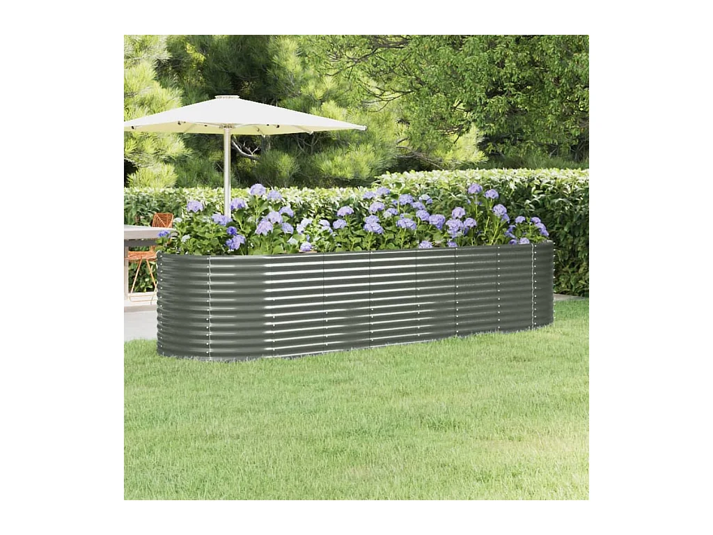 Jardinera arriate acero recubrimiento polvo gris 322x100x68 cm ES29906