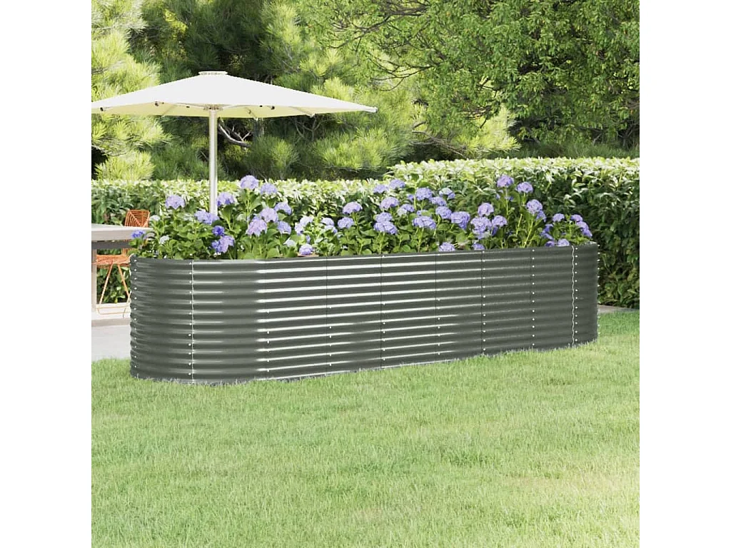 Jardinera arriate acero recubrimiento polvo gris 322x100x68 cm ES29906