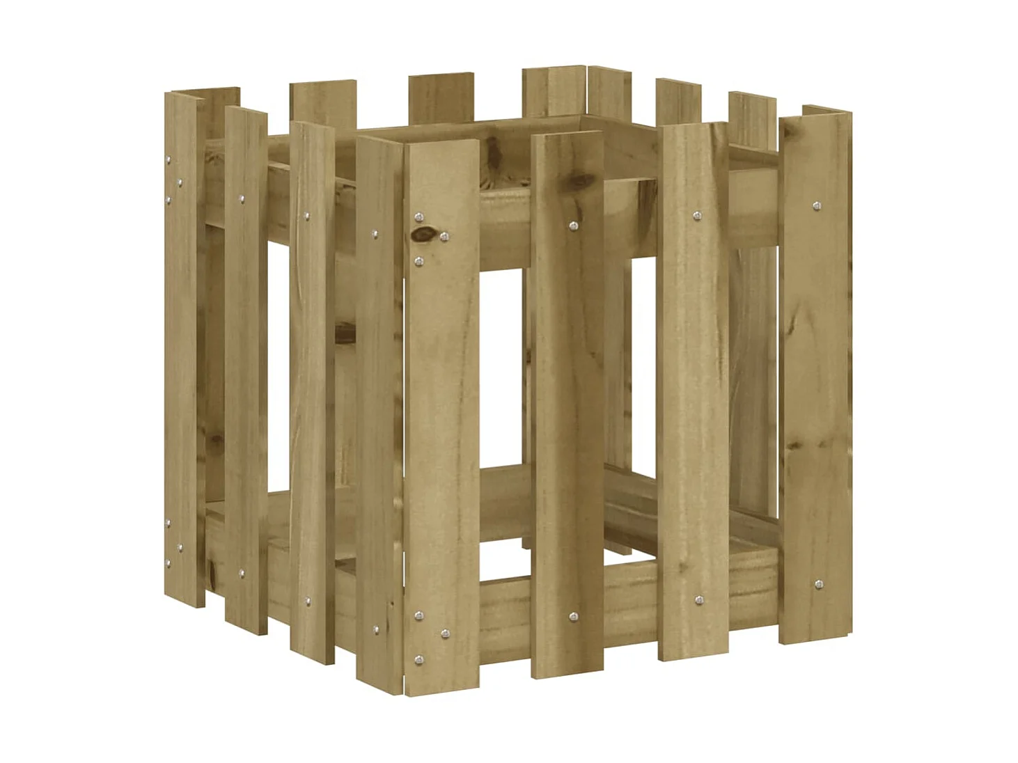 Vaso de jardim c/ design de cerca 40x40x40 cm pinho impregnado PT291753