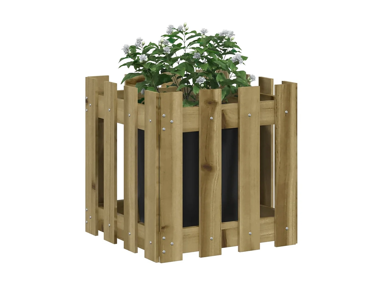 Vaso de jardim c/ design de cerca 40x40x40 cm pinho impregnado PT291753